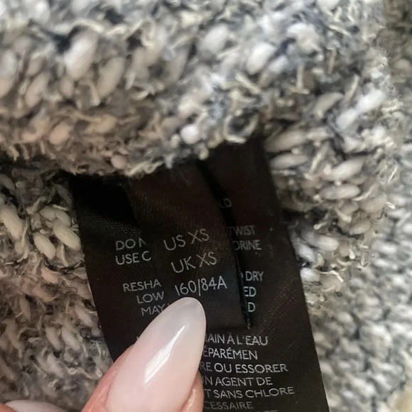 Anthropologie Maeve Tweed A Line Fringe Knit High Waist Mini Skirt Gray White XS - Picture 6 of 10